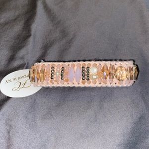 Pink beaded bracelet with silver clasp - new!